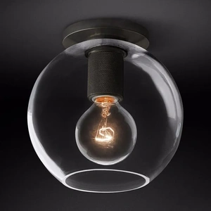 Изображение Потолочный Светильник Rh Utilitaire Globe  Shade Flushmount Black By Imperiumloft
