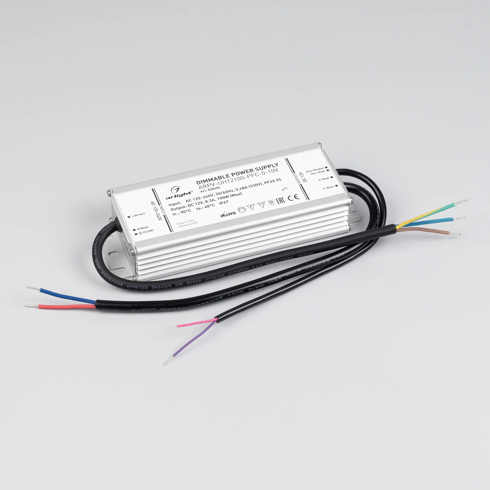 Блок питания ARPV-UH12100-PFC-0-10V (12V, 8.3A, 100W) (Arlight, IP67 Металл, 7 лет) - Изображение