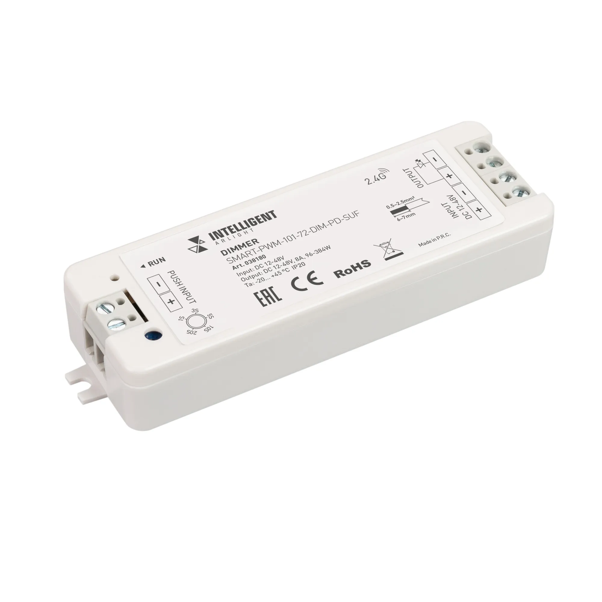 INTELLIGENT ARLIGHT Диммер SMART-PWM-101-72-DIM-PD-SUF (12-48V, 1x8A, SS, 2.4G) (IARL, IP20 Пластик, 5 лет) - Изображение