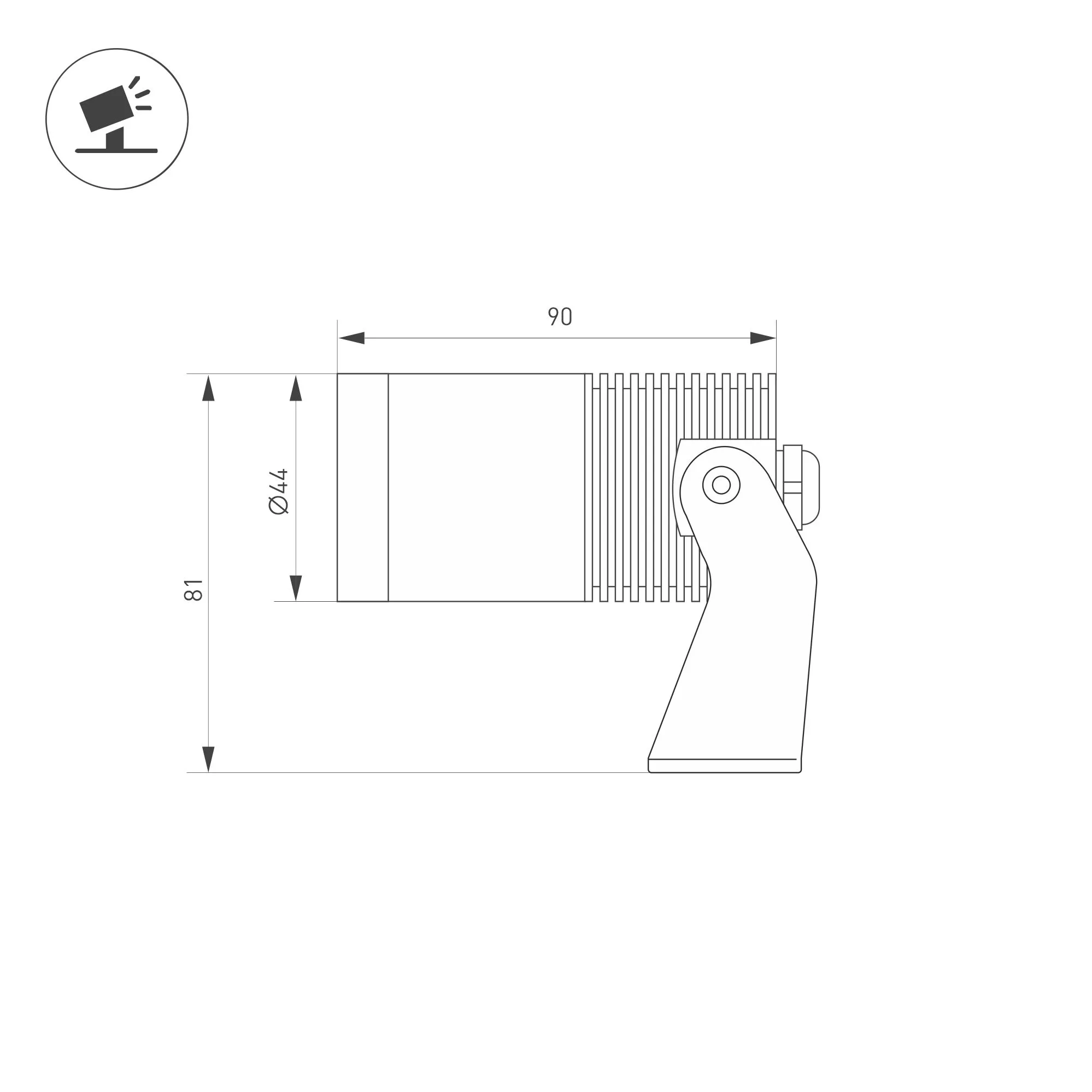 Светильник ALT-RAY-R44-8W Day4000 (RS, 33 deg, 230V) (Arlight, IP67 Металл, 3 года) - Изображение