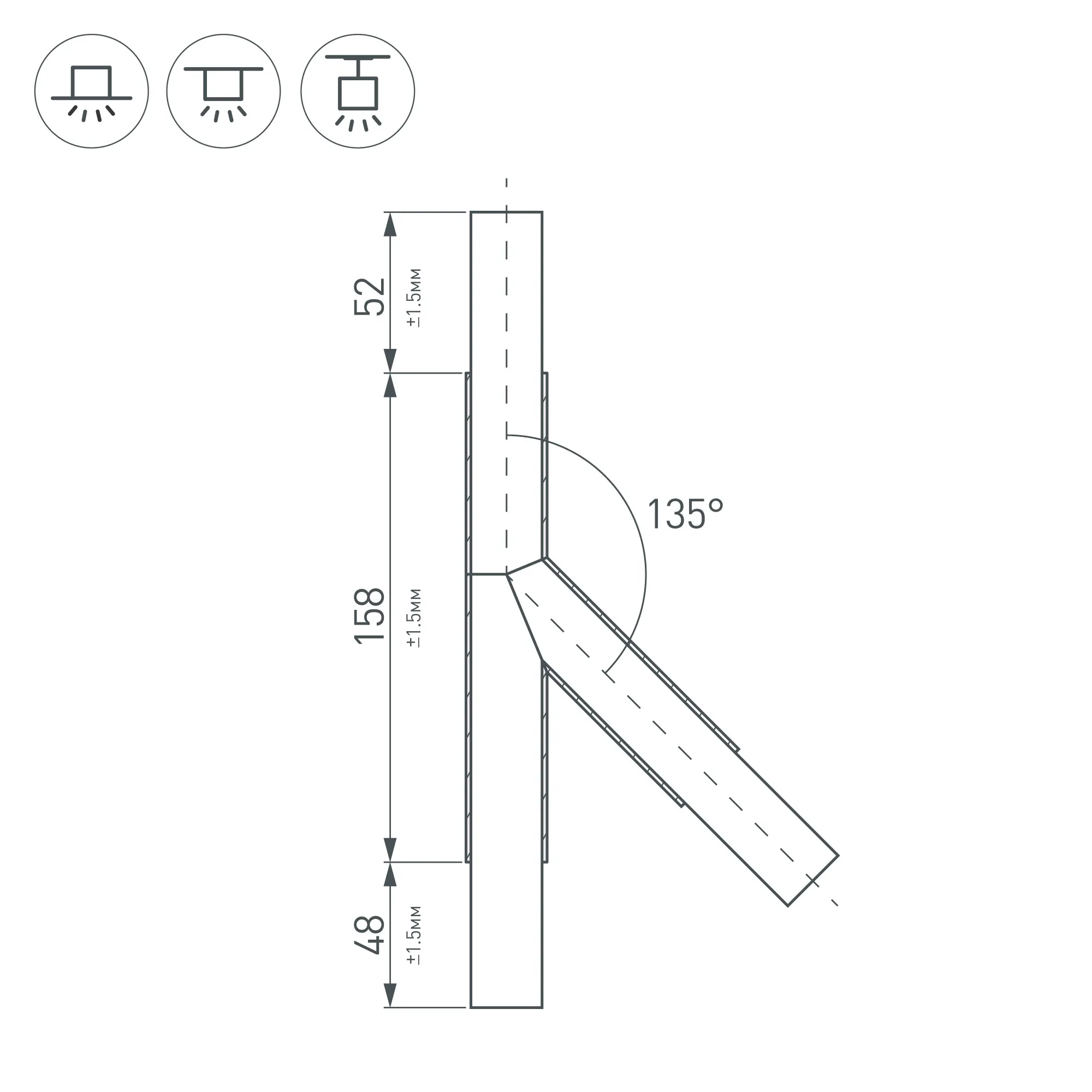 Тройник PLS-LOCK-H25-T135L левый (с экраном MAT-L) (Arlight, Металл) - Изображение