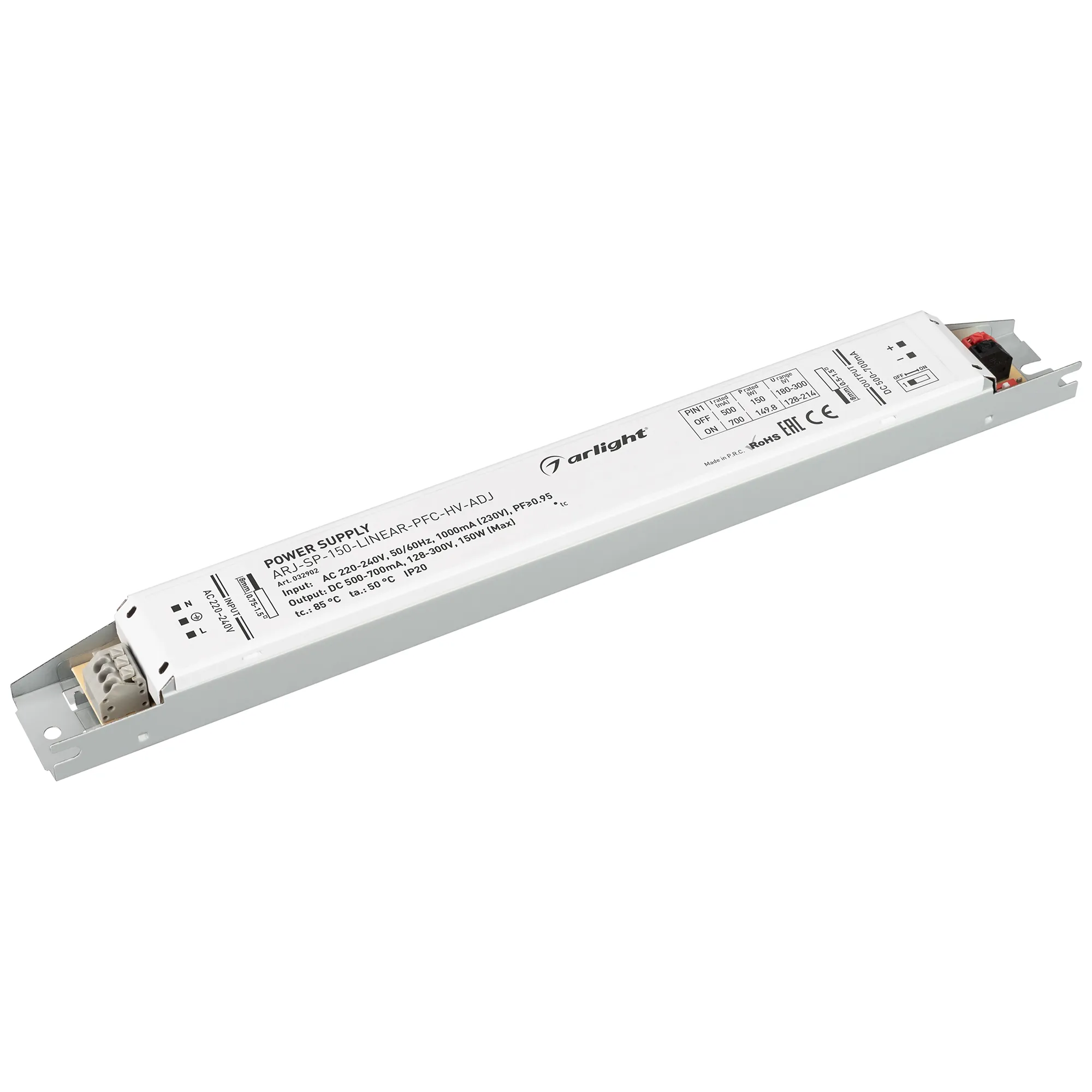 Блок питания ARJ-SP-150-LINEAR-PFC-HV-ADJ (150W, 500-700mA) (Arlight, IP20 Металл, 5 лет) - Изображение