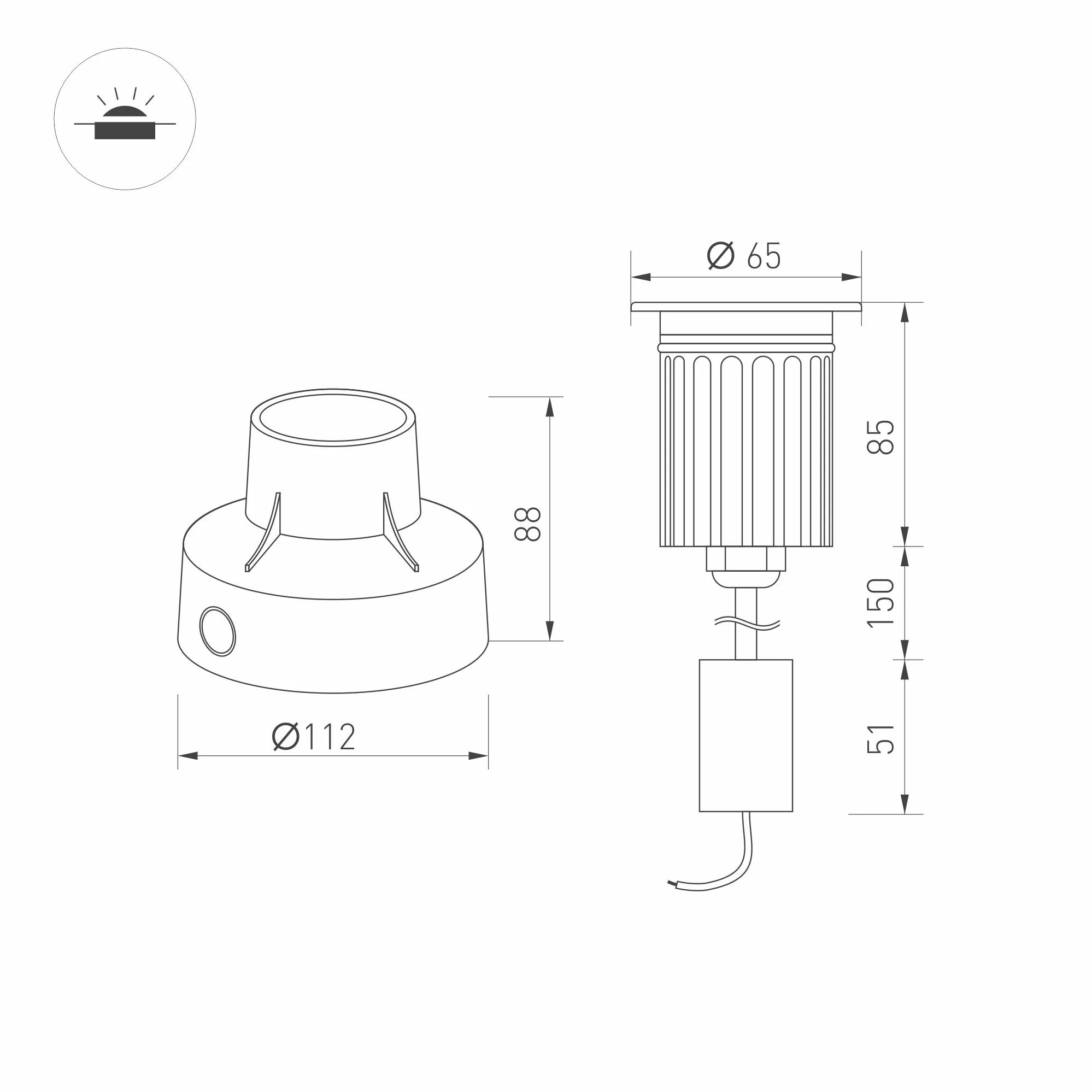 Светильник LTD-GROUND-XL-R65-6W Warm3000 (SL, 15 deg, 230V) (Arlight, IP67 Металл, 3 года) - Изображение