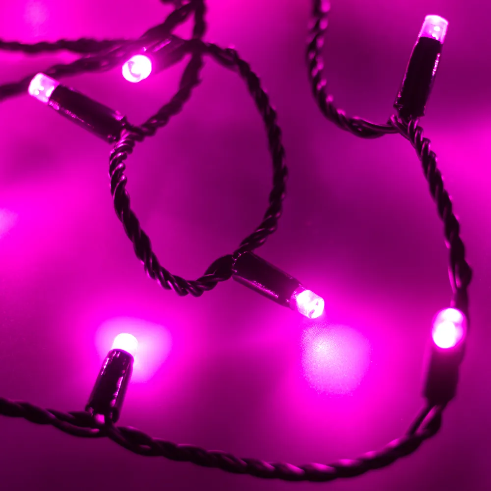 Светодиодная гирлянда ARD-STRING-CLASSIC-10000-BLACK-100LED-STD PINK (230V, 7W) (Ardecoled, IP65) - Изображение