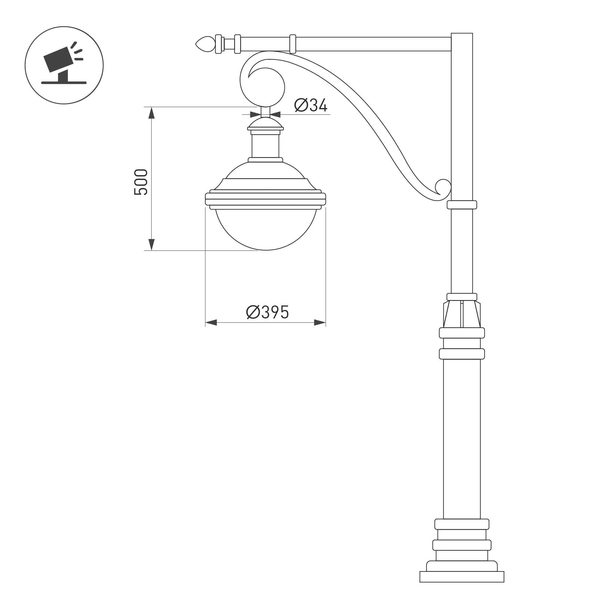 Светильник OXOR-AMPIL-BUE - 395x500-50W Day4000 (BK, 120 deg, 230V) IP65 (Arlight, IP65 Металл, 3 года) - Изображение