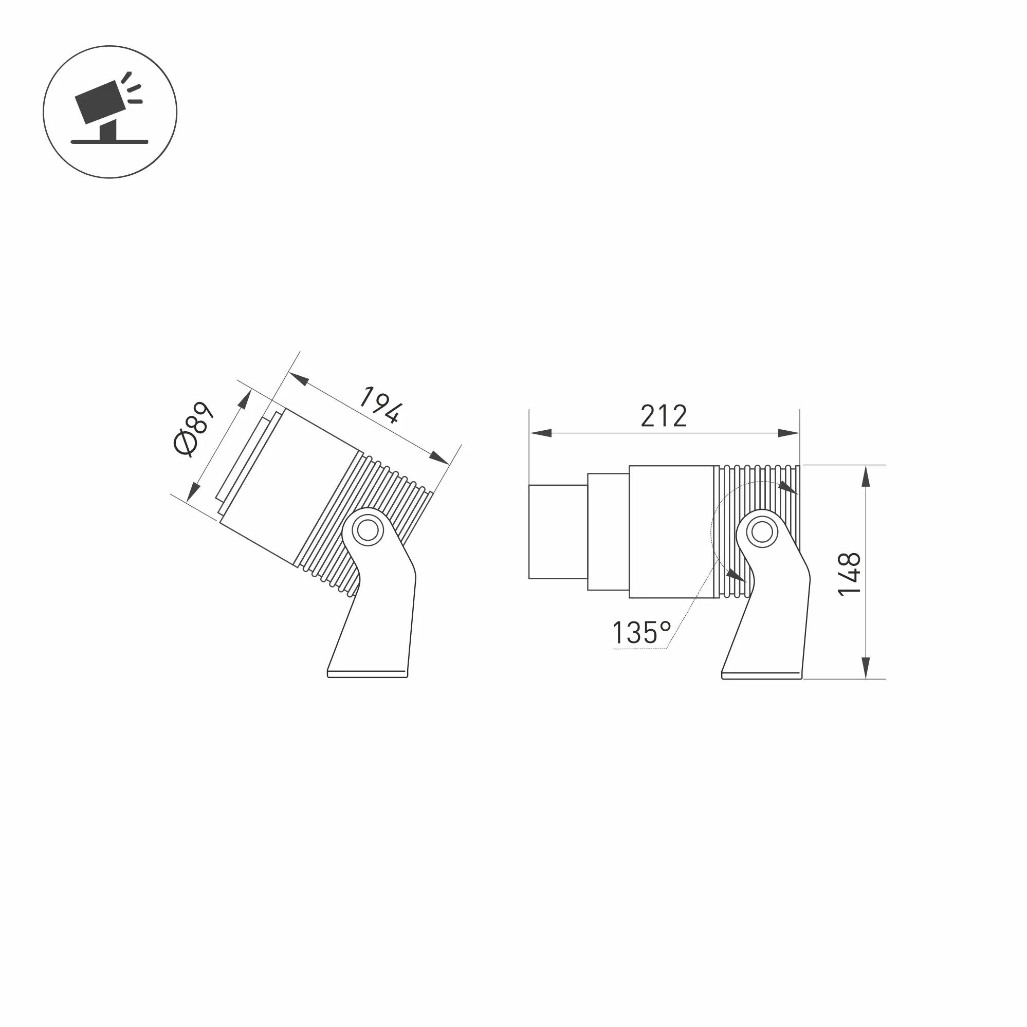 Светильник ALT-RAY-ZOOM-R89-25W Warm3000 (DG, 10-40 deg, 230V) (Arlight, IP67 Металл, 3 года) - Изображение