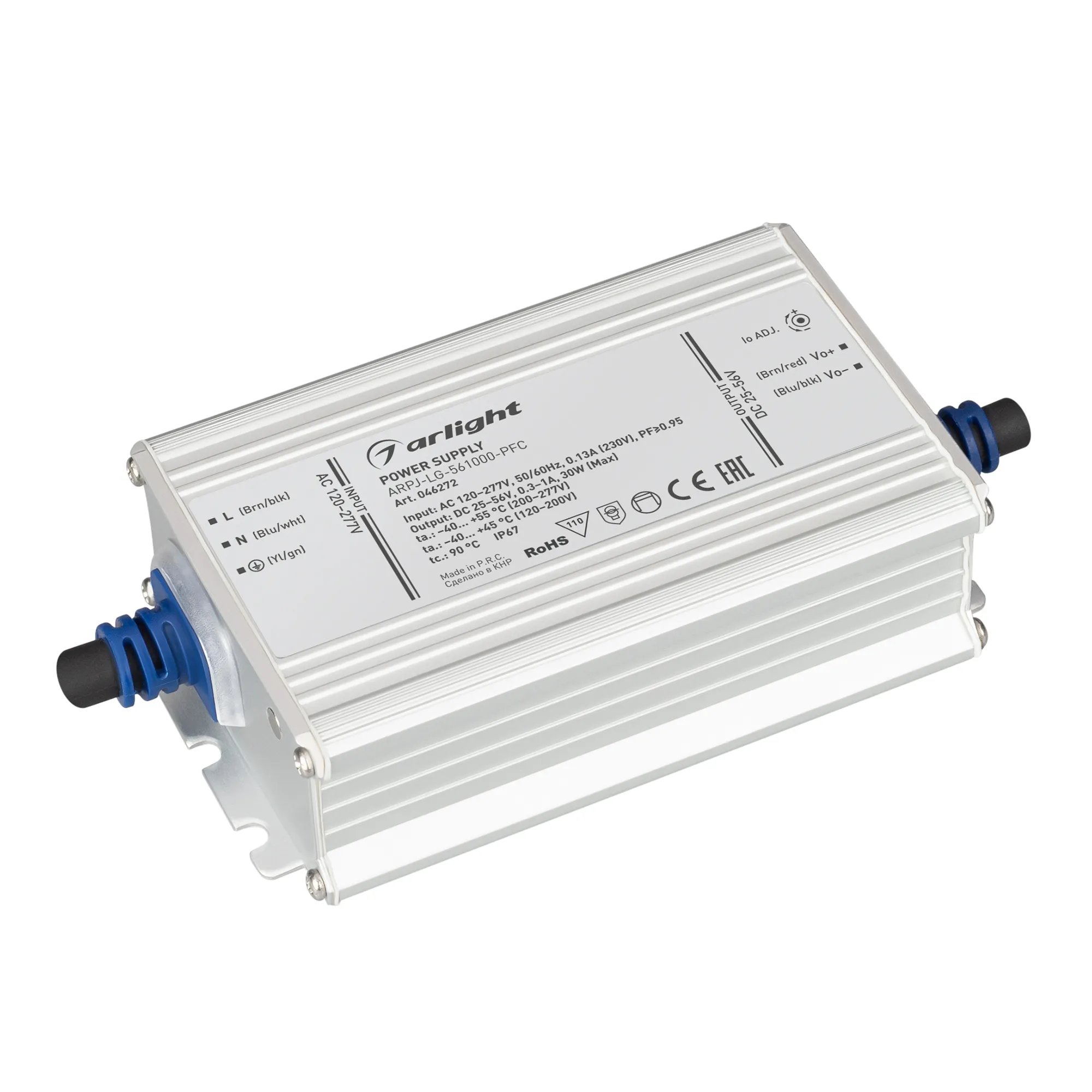 Блок питания ARPJ-LG-561000-PFC (30W, 25-56V, 0.3-1.0A) (Arlight, IP67 Металл, 5 лет) - Изображение