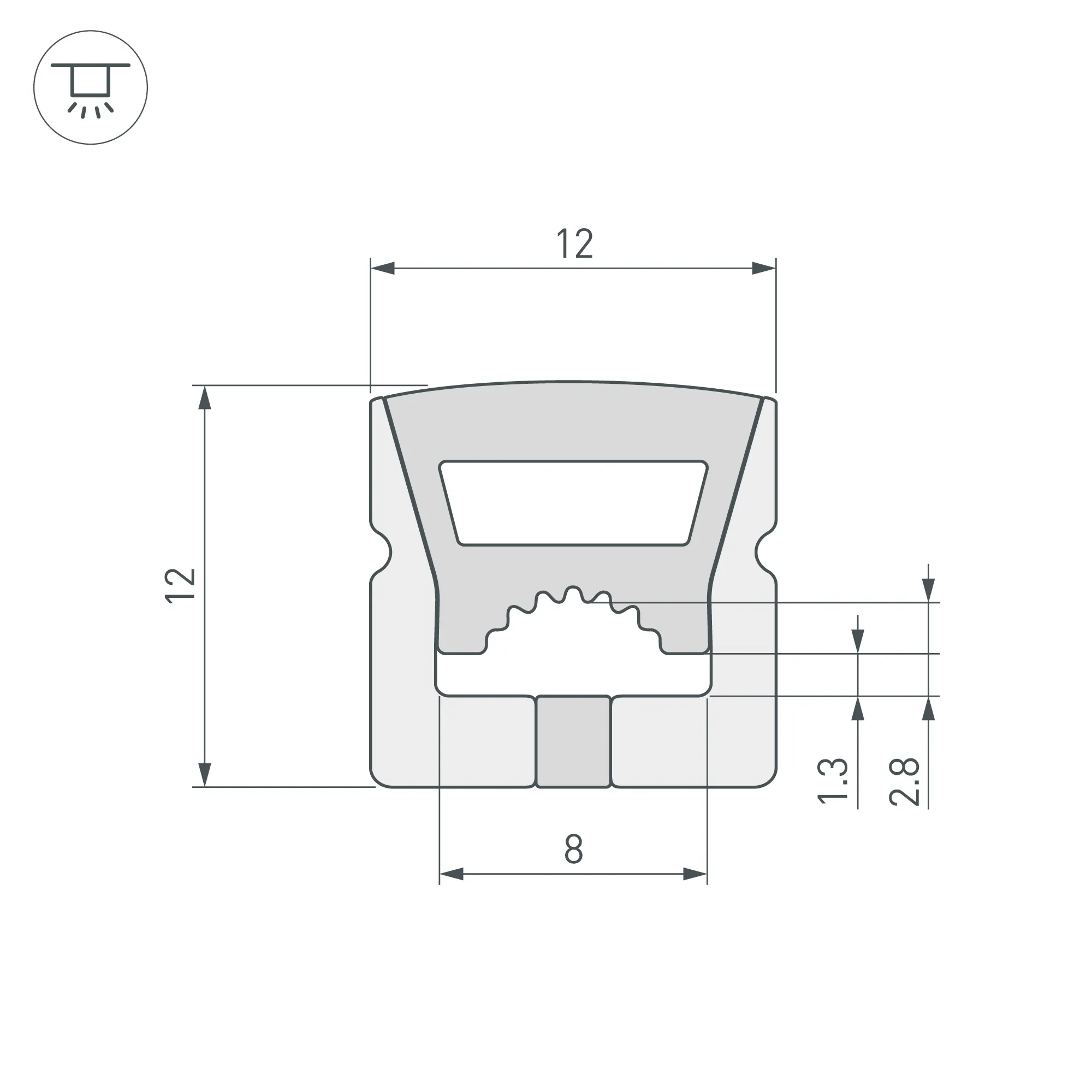 Силиконовый профиль WPH-FLEX-1212-TOP-S8-5m WHITE (Arlight, Силикон) - Изображение