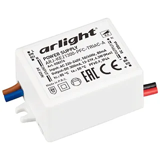 Блок питания ARJ-KE21300-PFC-TRIAC-A (6.3W, 300mA) (Arlight, IP44 Пластик, 5 лет) - Изображение