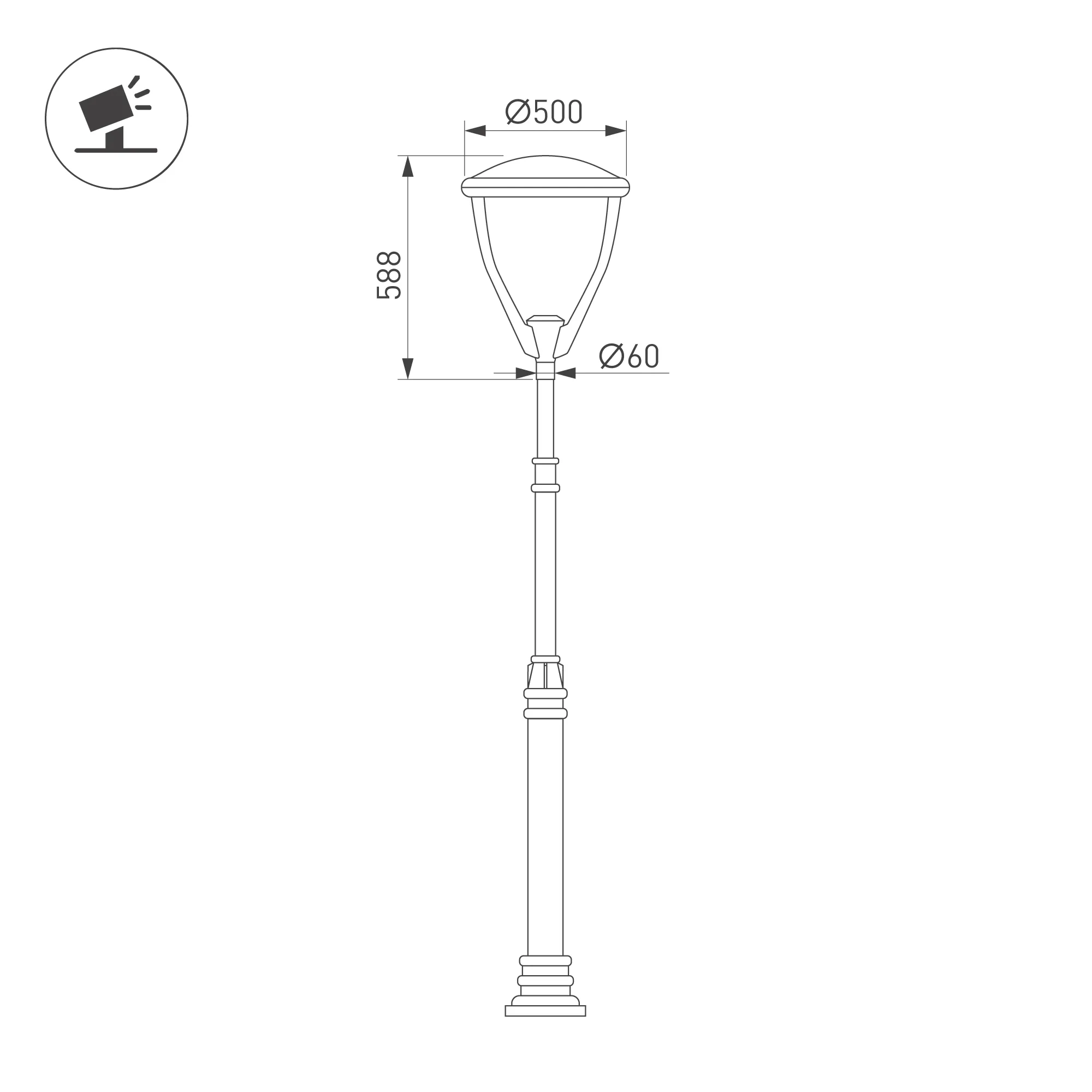 Светильник OXOR-LEIS-500x588-35W Day4000 (BK, 120 deg, 230V) IP65 (Arlight, IP65 Металл, 3 года) - Изображение