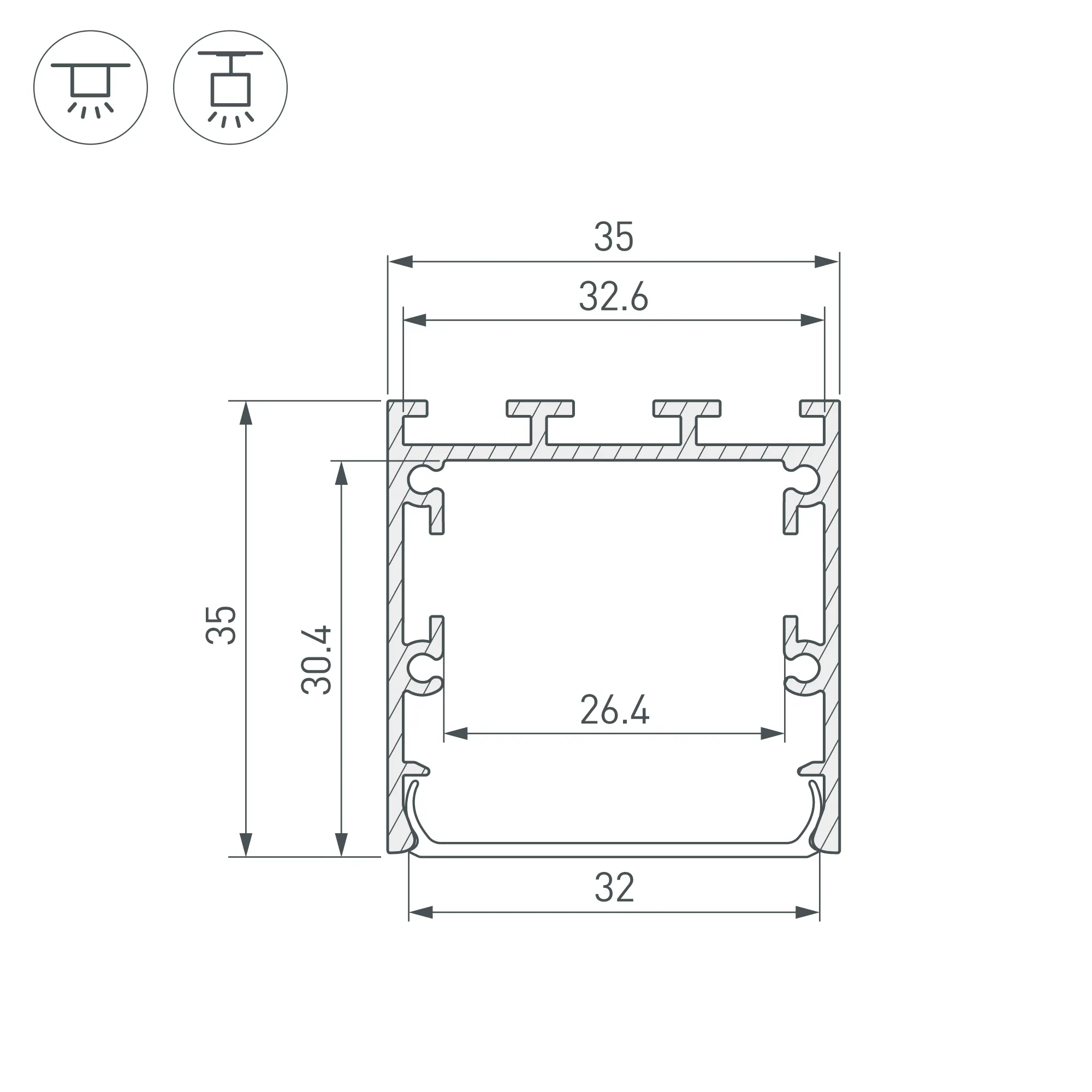 Профиль LINE-M-3535-2000 BLACK (Arlight, Алюминий) - Изображение