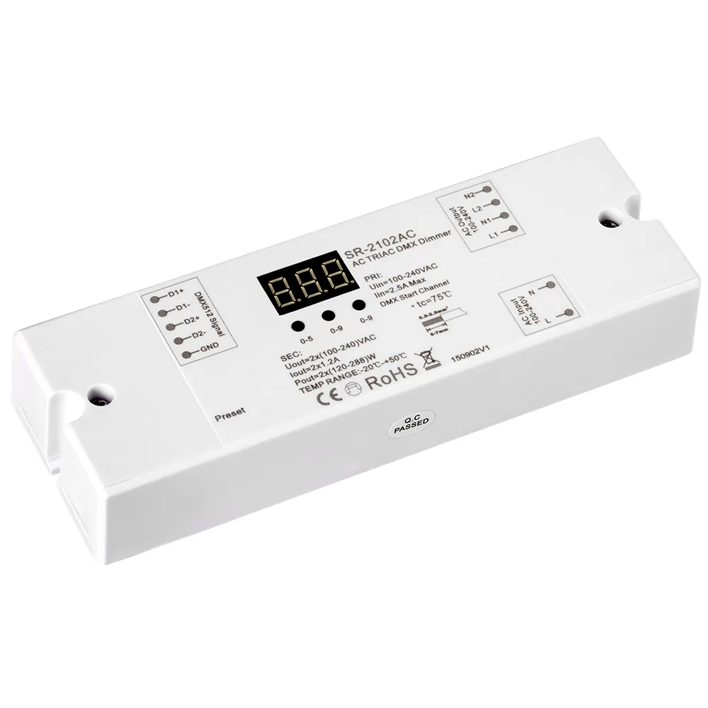 Декодер DMX SR-2102AC (230V, 2x1.2A) (Arlight, IP20 Пластик, 3 года) - Изображение