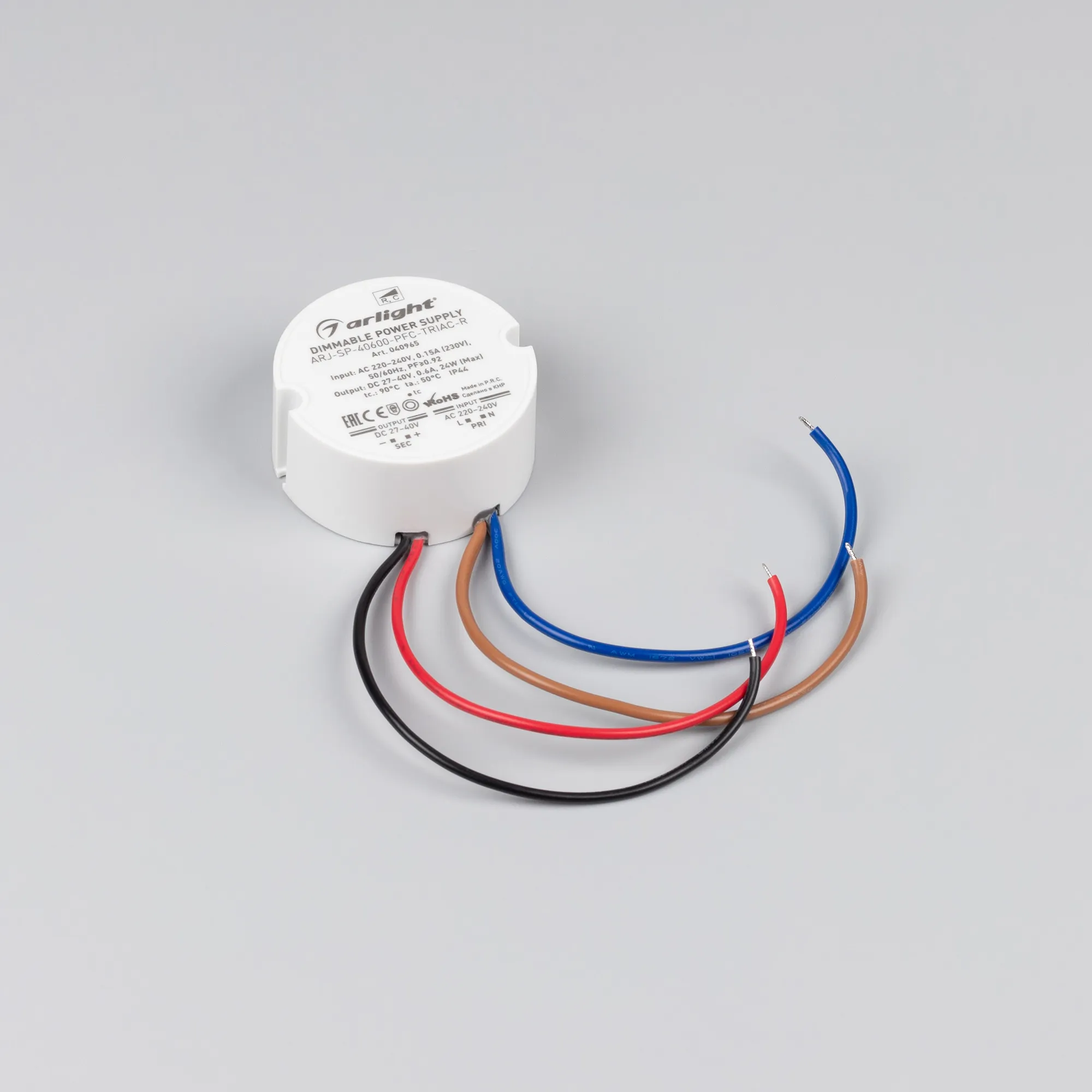 Блок питания ARJ-SP-40600-PFC-TRIAC-R (24W, 27-40V, 600mA) (Arlight, IP44 Пластик, 5 лет) - Изображение