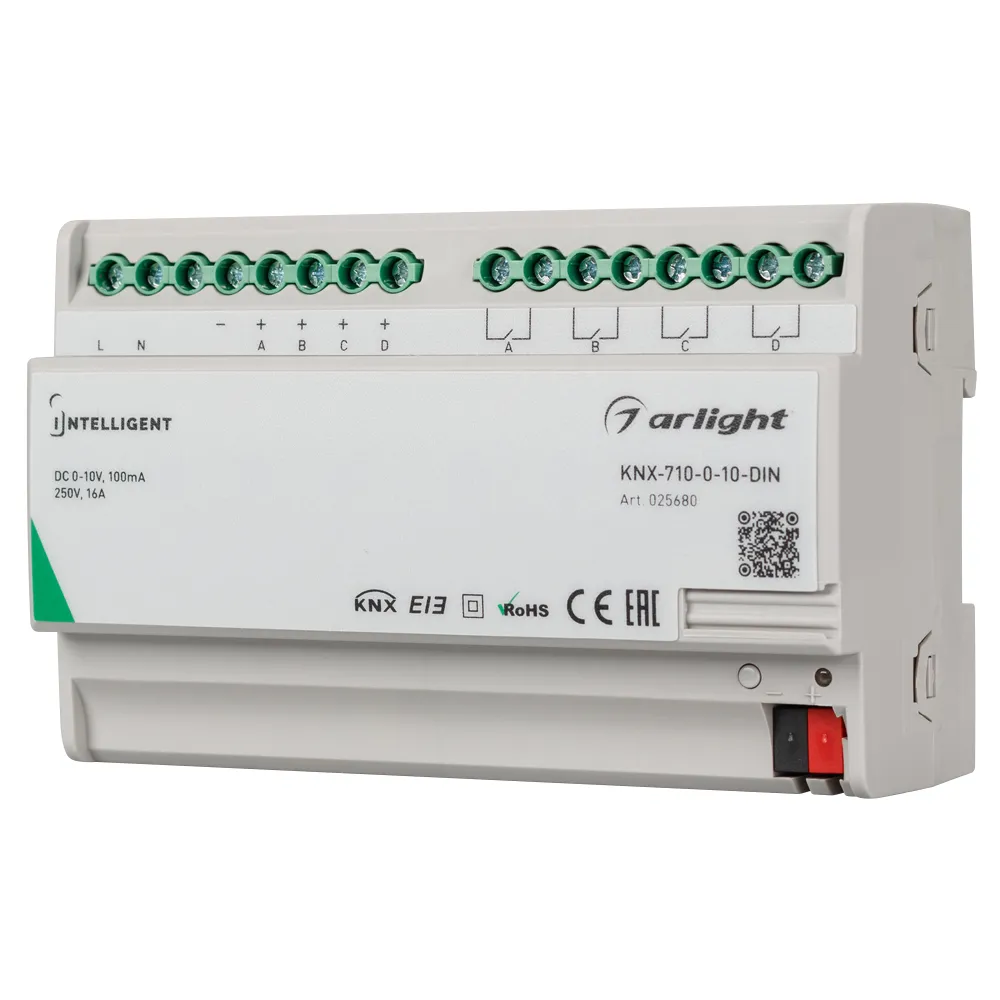 INTELLIGENT ARLIGHT Конвертер KNX-710-0-10-DIN (230V, 4x0/1-10, 4x16A) (IARL, IP20 Пластик, 2 года) - Изображение