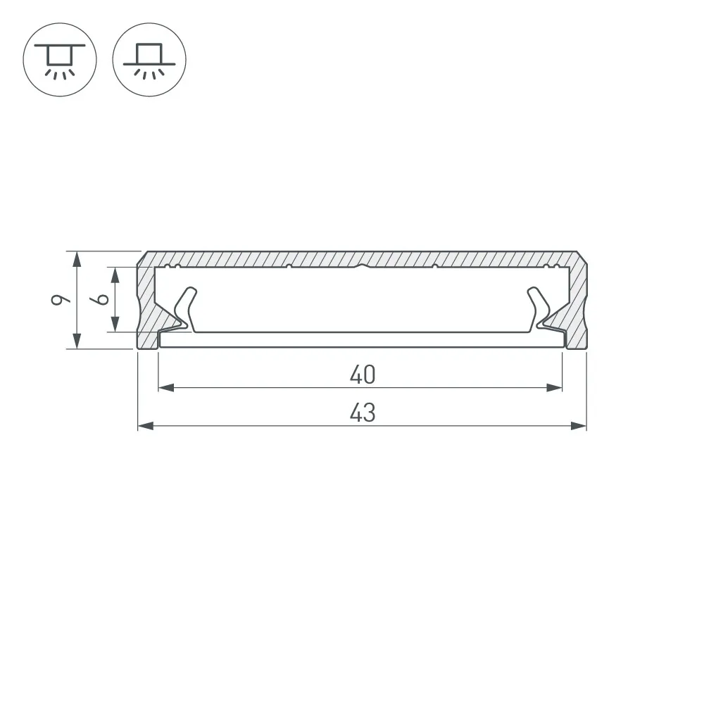 Профиль ALM-FLAT-S-2000 ANOD (Arlight, Алюминий) - Изображение