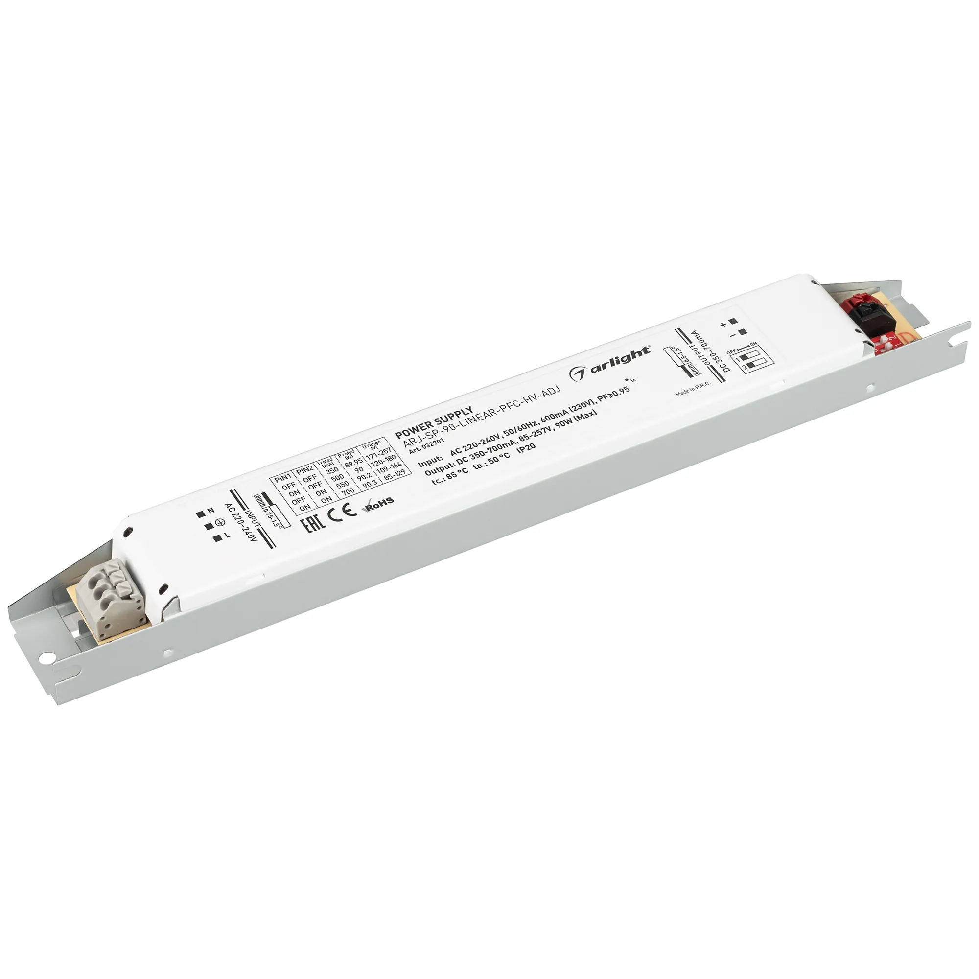 Блок питания ARJ-SP-90-LINEAR-PFC-HV-ADJ (90W, 350-700mA) (Arlight, IP20 Металл, 5 лет) - Изображение