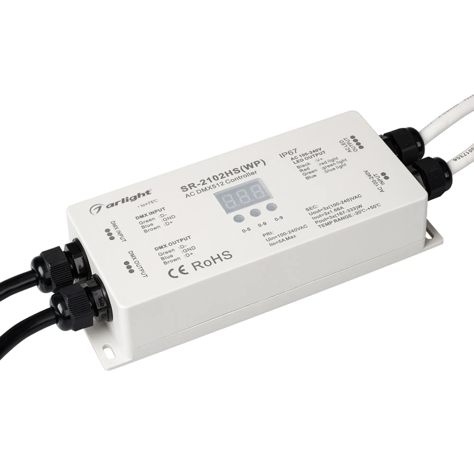 Декодер DMX SR-2102HSWP (230V, 3x1.66A) (Arlight, IP67 Пластик, 3 года) - Изображение