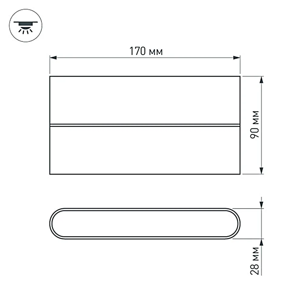 Светильник SP-WALL-FLAT-S170x90-2x6W Day4000 (GR, 120 deg, 230V) (Arlight, IP54 Металл, 3 года) - Изображение