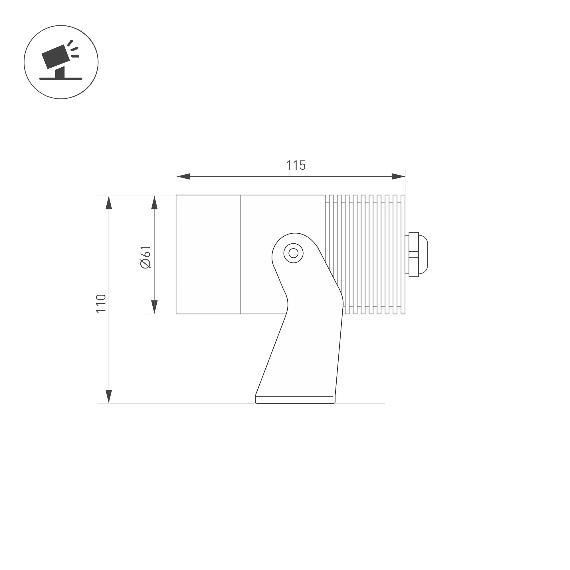 Светильник ALT-RAY-R61-12W Day4000 (DG, 6 deg, 230V) (Arlight, IP67 Металл, 3 года) - Изображение