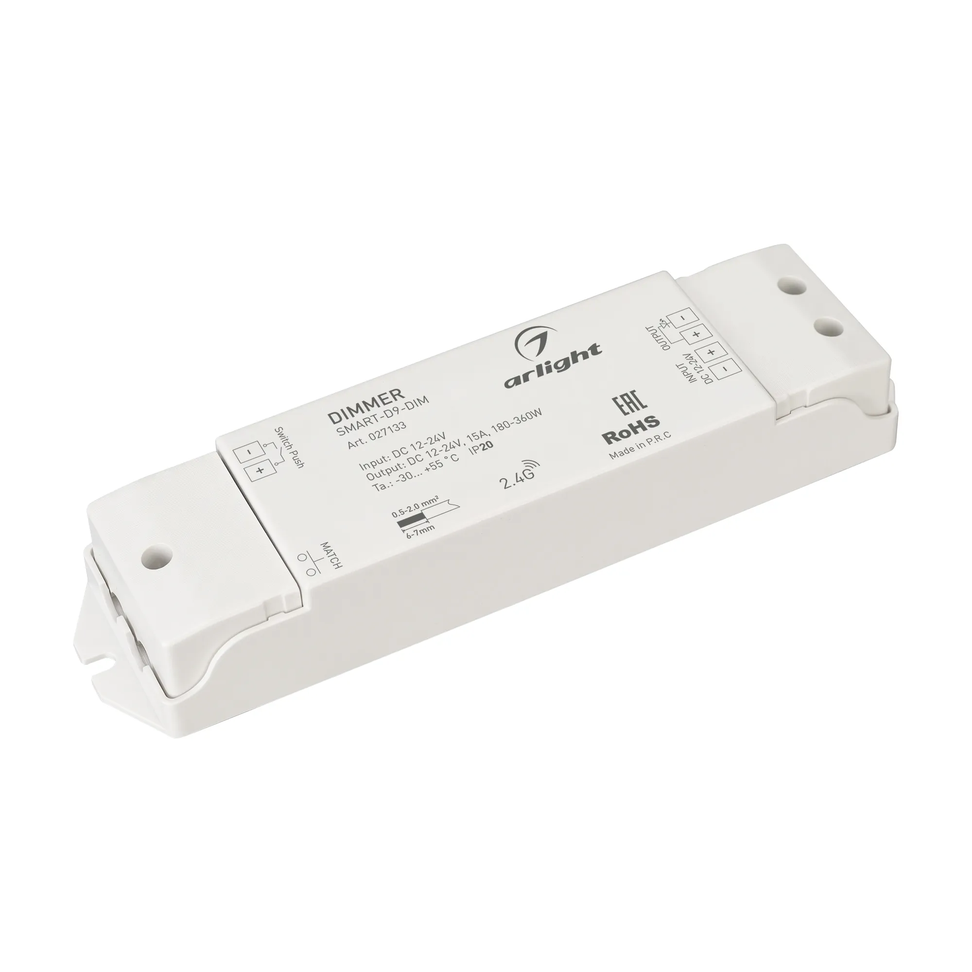 Диммер SMART-D9-DIM (12-24V, 1x15A, 2.4G) (Arlight, IP20 Пластик, 5 лет) - Изображение