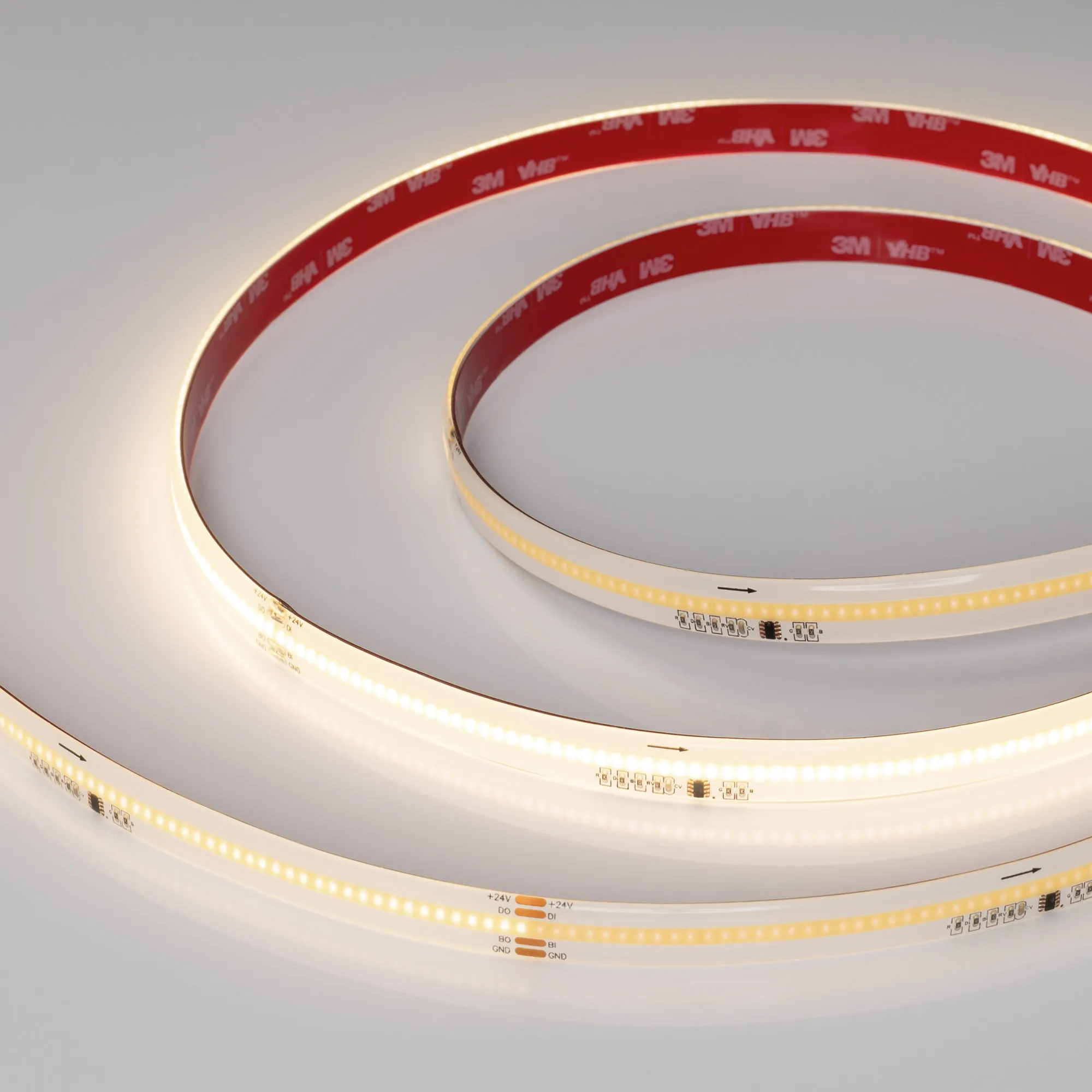 Лента светодиодная герметичная SPI-COB-SE-X378-12mm 24V Warm3000-PX63-BPT (7 W/m, IP65, 5m) (Arlight, бегущий огонь) - Изображение