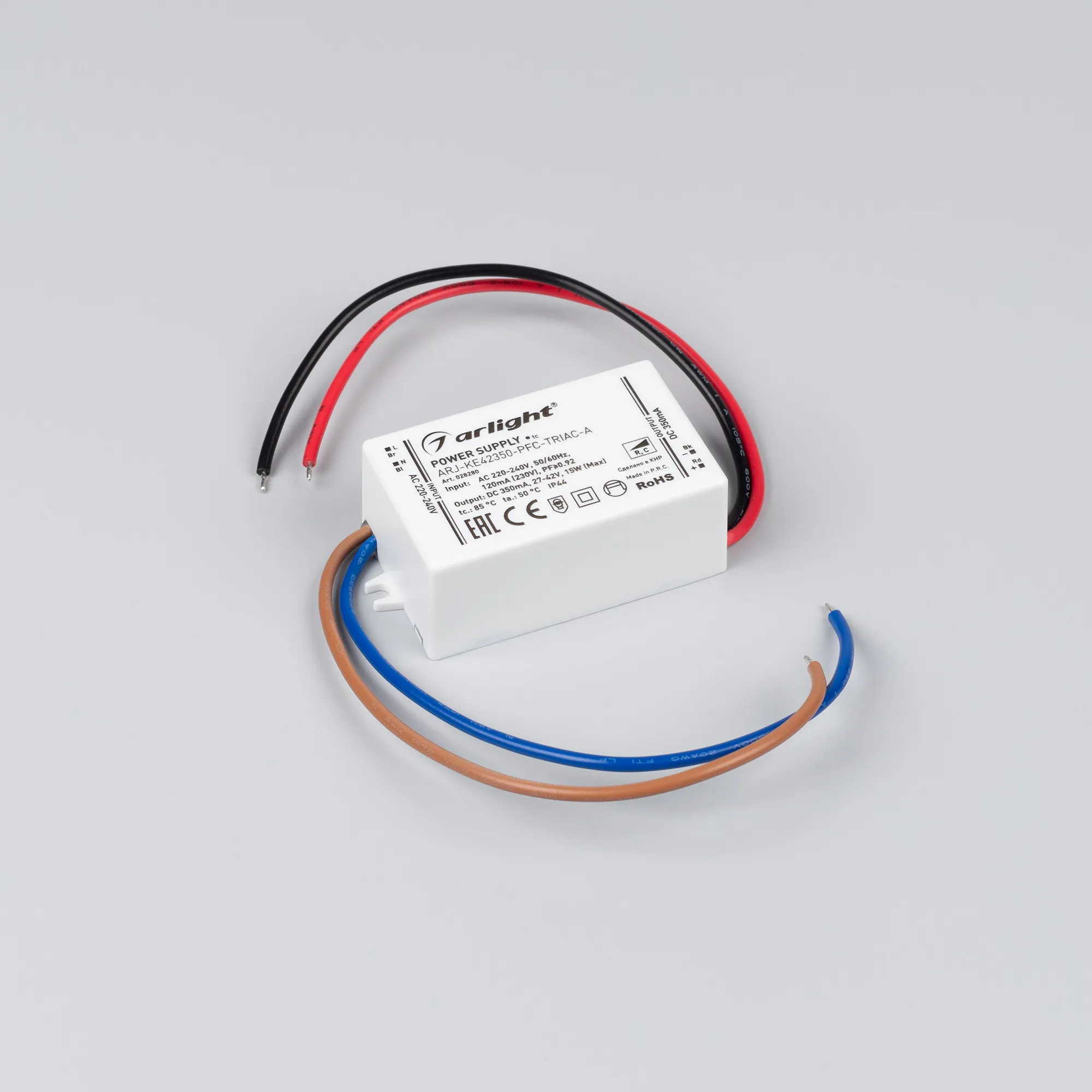 Блок питания ARJ-KE42350-PFC-TRIAC-A (15W, 350mA) (Arlight, IP44 Пластик, 5 лет) - Изображение