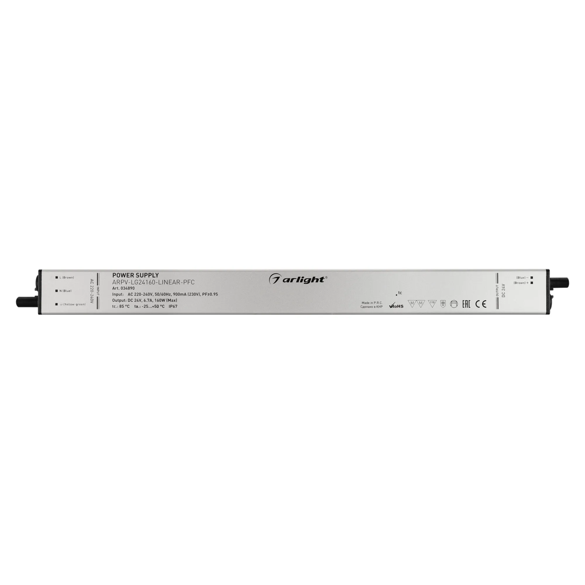 Блок питания ARPV-LG24160-LINEAR-PFC (24V, 6.7A, 160W) (Arlight, IP67 Металл, 5 лет) - Изображение