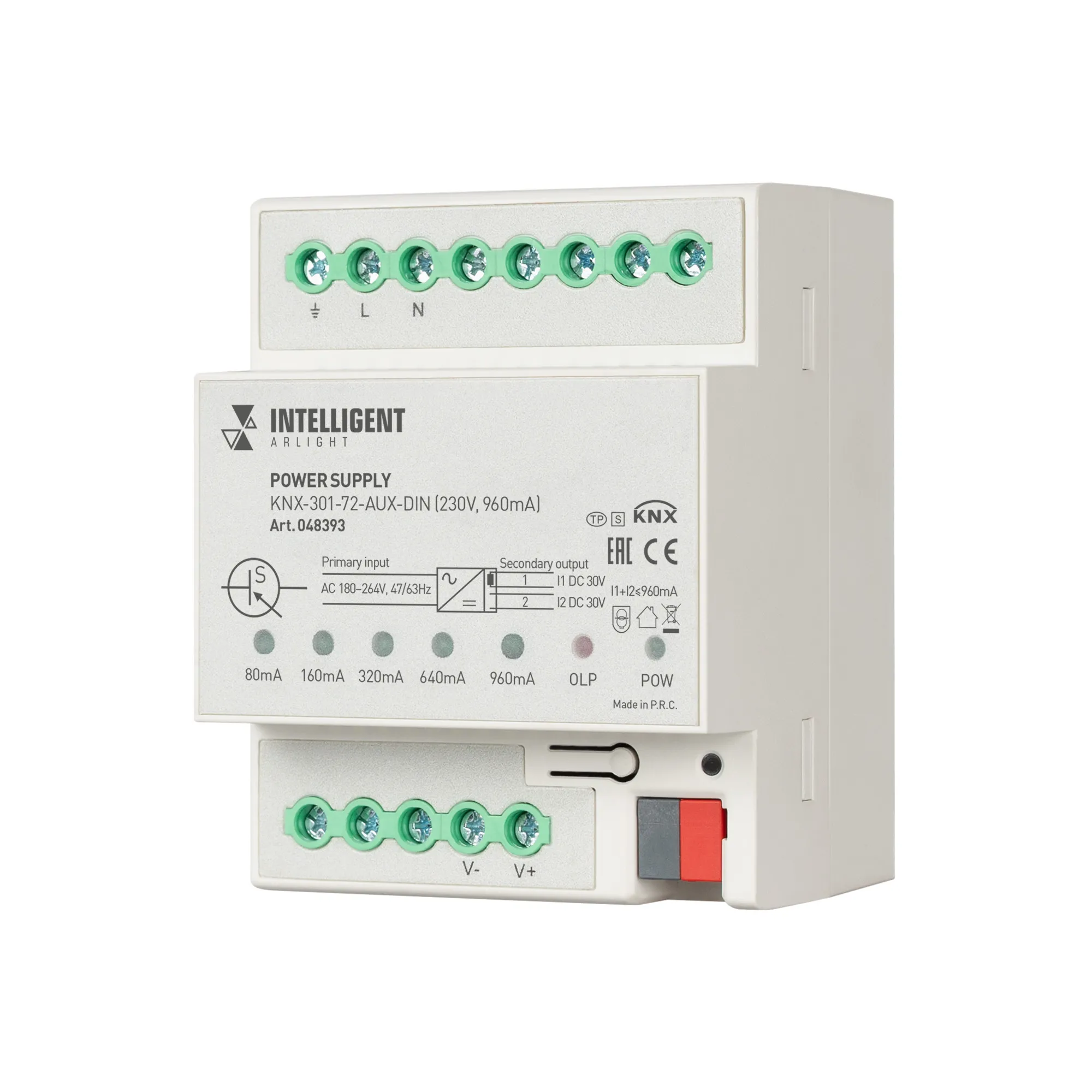 INTELLIGENT ARLIGHT Блок питания шины KNX-301-72-AUX-DIN (230V, 960mA) (IARL, IP20 Пластик, 2 года) - Изображение