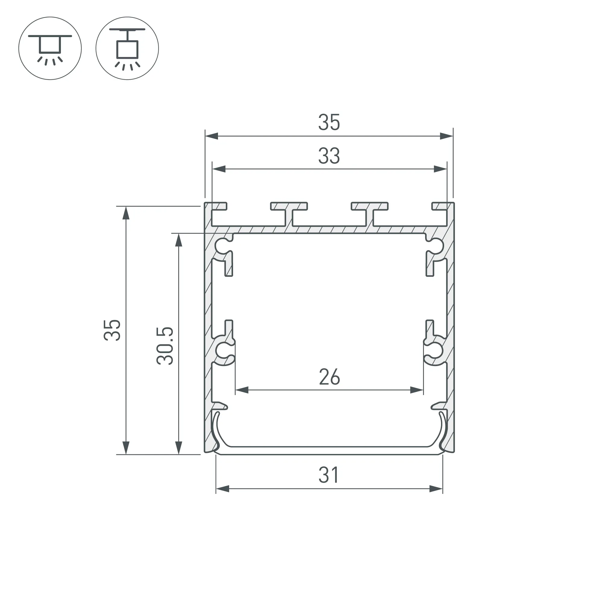 Профиль LINE-S-3535-2000 WHITE (Arlight, Алюминий) - Изображение