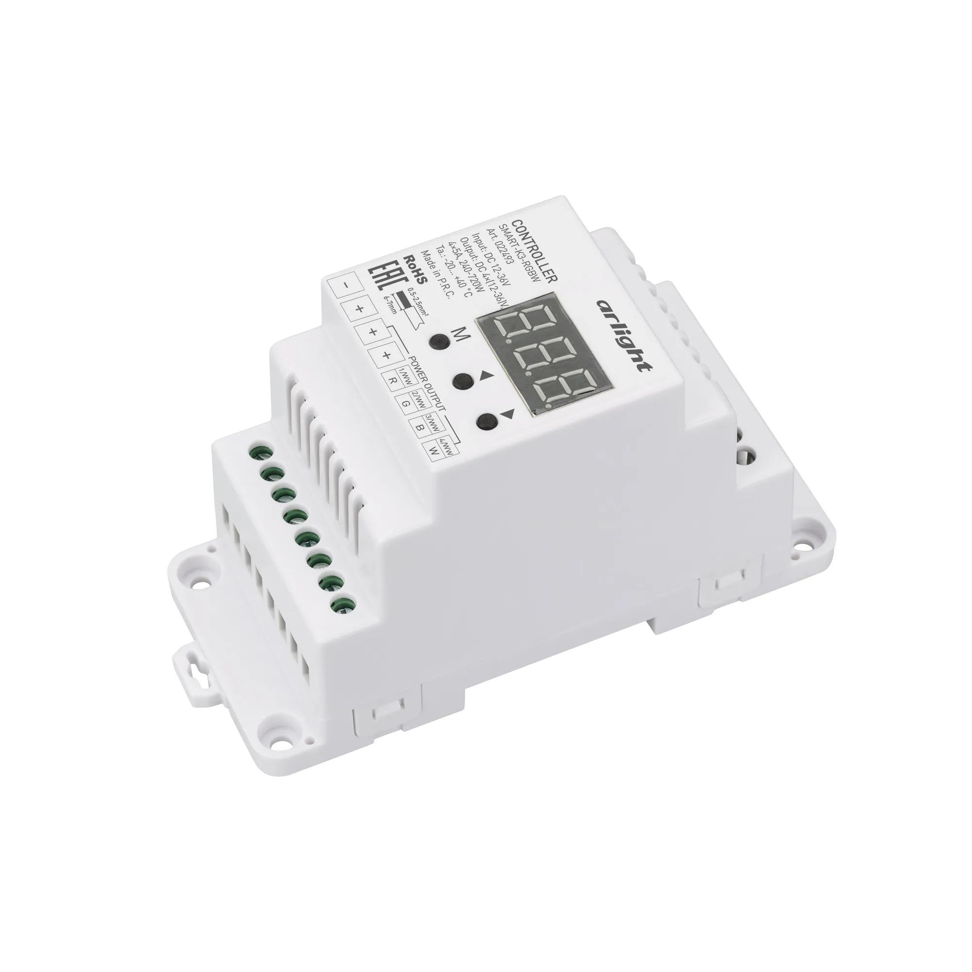 Контроллер SMART-K3-RGBW (12-36V, 4x5A, DIN, 2.4G) (Arlight, IP20 Пластик, 5 лет) - Изображение