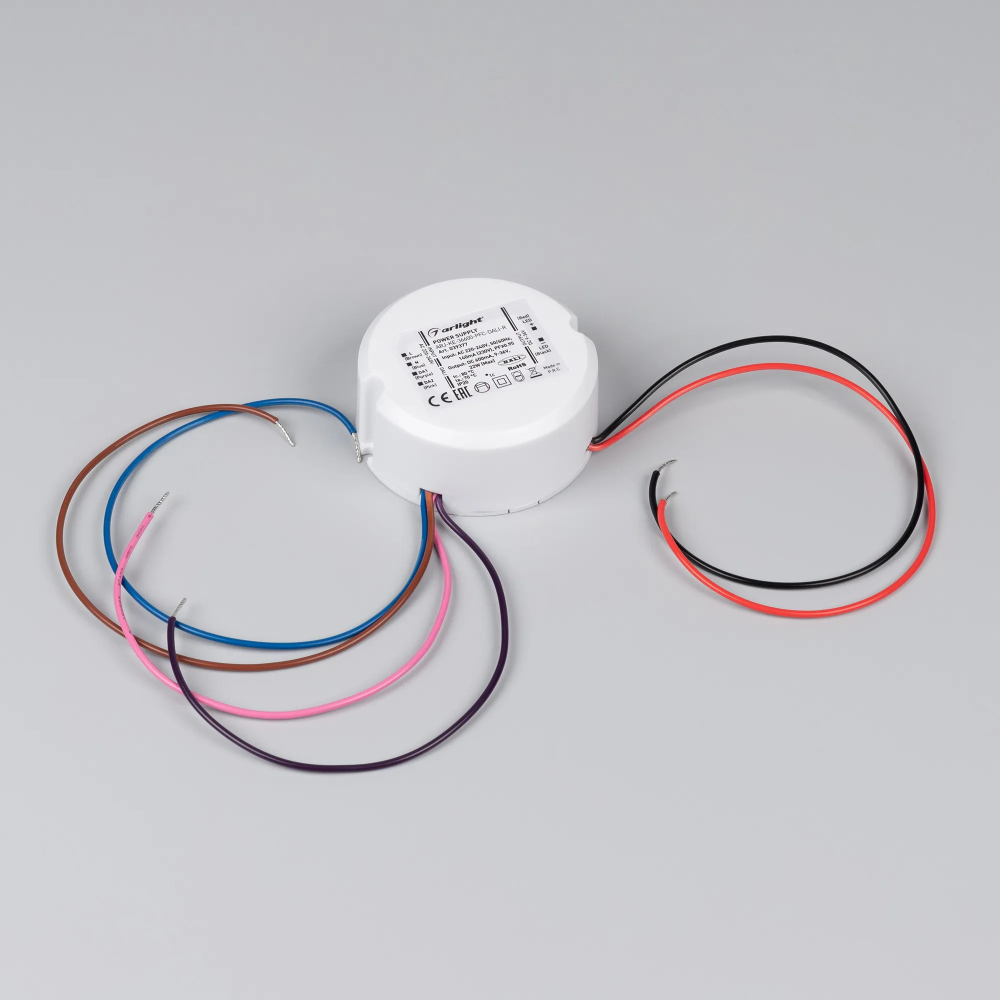 Блок питания ARJ-KE-36600-PFC-DALI-R (22W, 9-36V, 0.6A) (Arlight, IP20 Пластик, 3 года) - Изображение